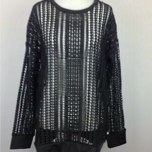 Fabletics Black Textured Knit Top size M NWOT